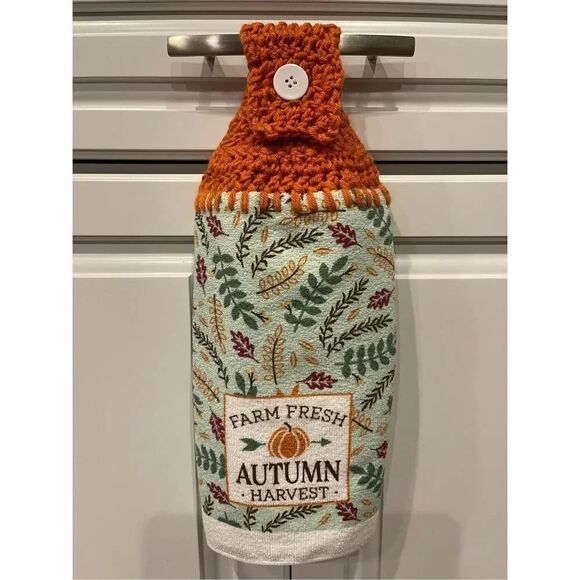 Crochet Top Kitchen Towel- Farm Fresh Autumn Harvest 2 available - Picture 1 of 3